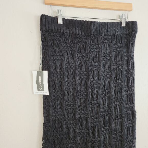 NEW Callahan by Revolve Tony Basketweave Chunky Knit Midi Skirt - Black - Size L - Picture 9 of 11